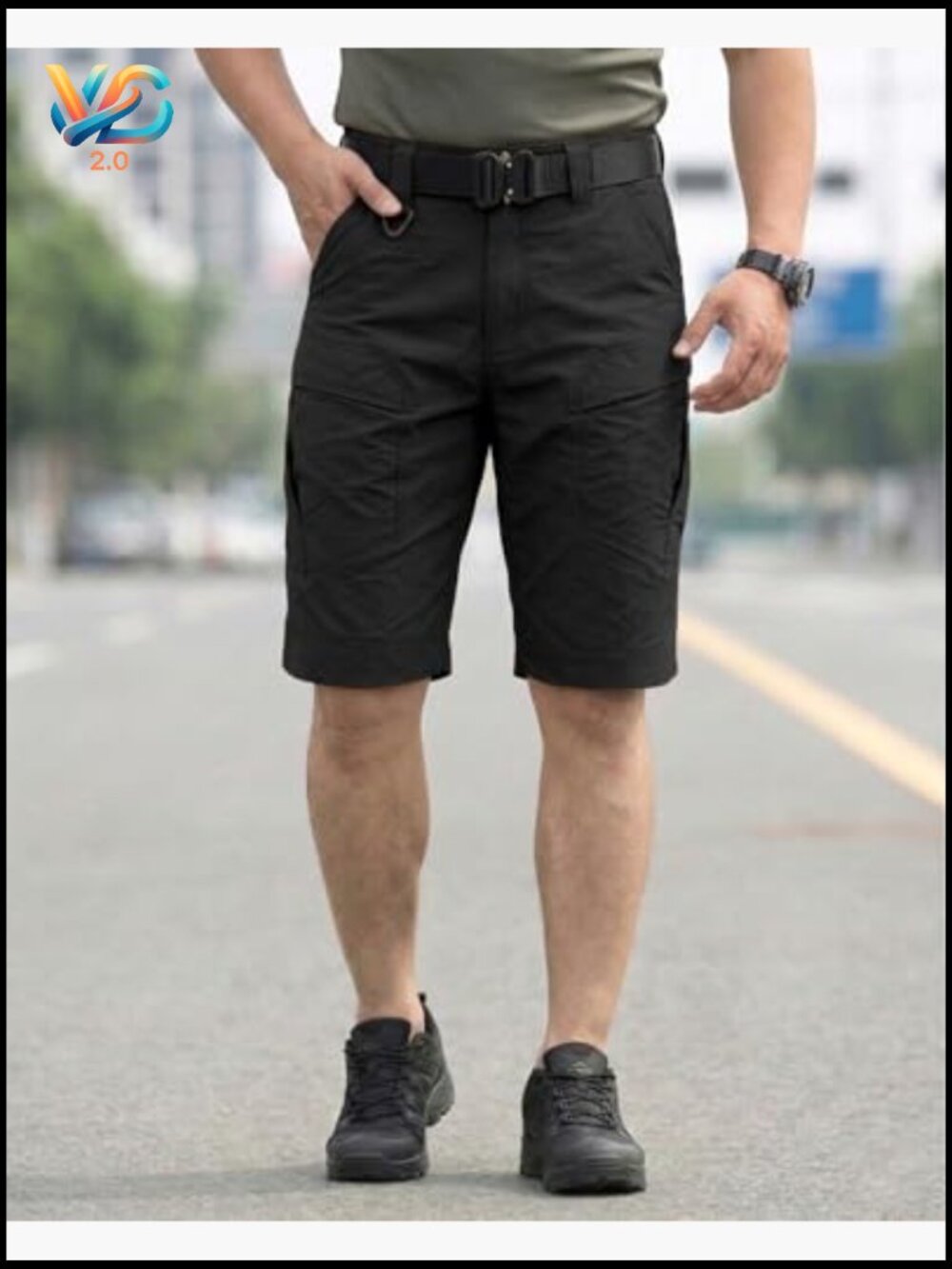 Men's Hiking Cargo Shorts Quick Dry Lightweight Multi Pockets Tactical Work - Picture 2 of 7